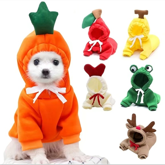 NWT Orange Fleece Carrot Hoodie For Pets- Size Small - Picture 5 of 5